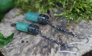 Sterling Silver FOREST CRONE Earrings with Aventurine