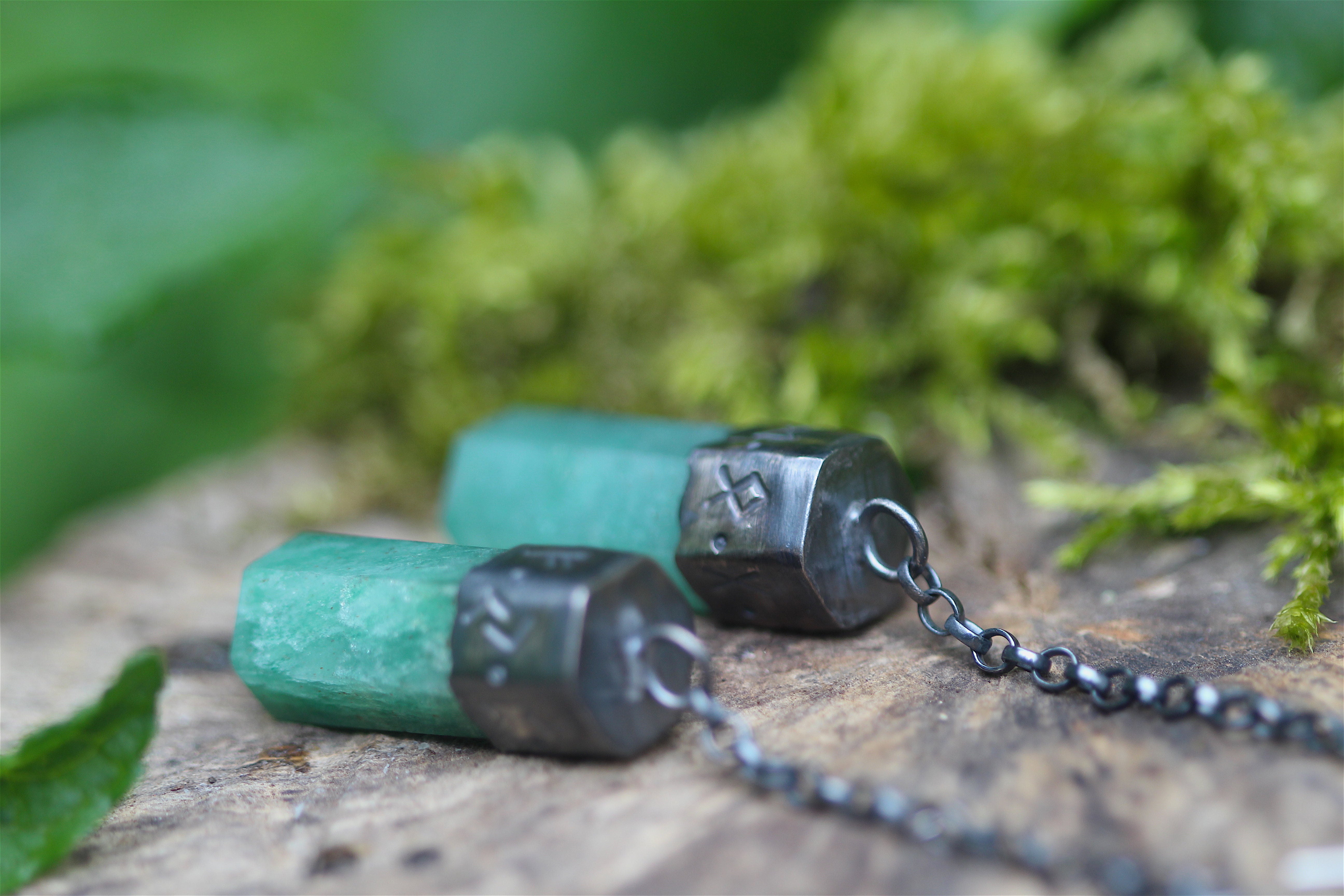 Sterling Silver FOREST CRONE Earrings with Aventurine