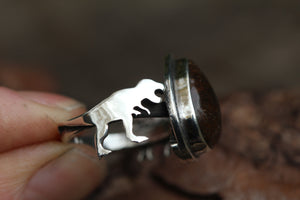 PREHISTORY PRESERVED Handmade Sterling Silver Ring with Fossilised Dinosaur Bone - Size O / 7