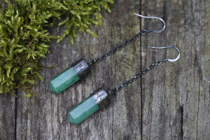 Sterling Silver FOREST CRONE Earrings with Aventurine