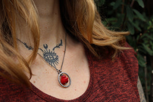 SACRED FLOW Sterling Silver & Red Coral Necklace