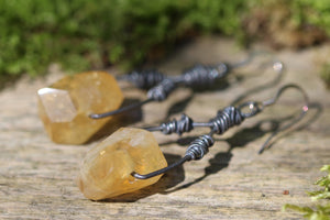 Sterling Silver BOUND Earrings with Citrine