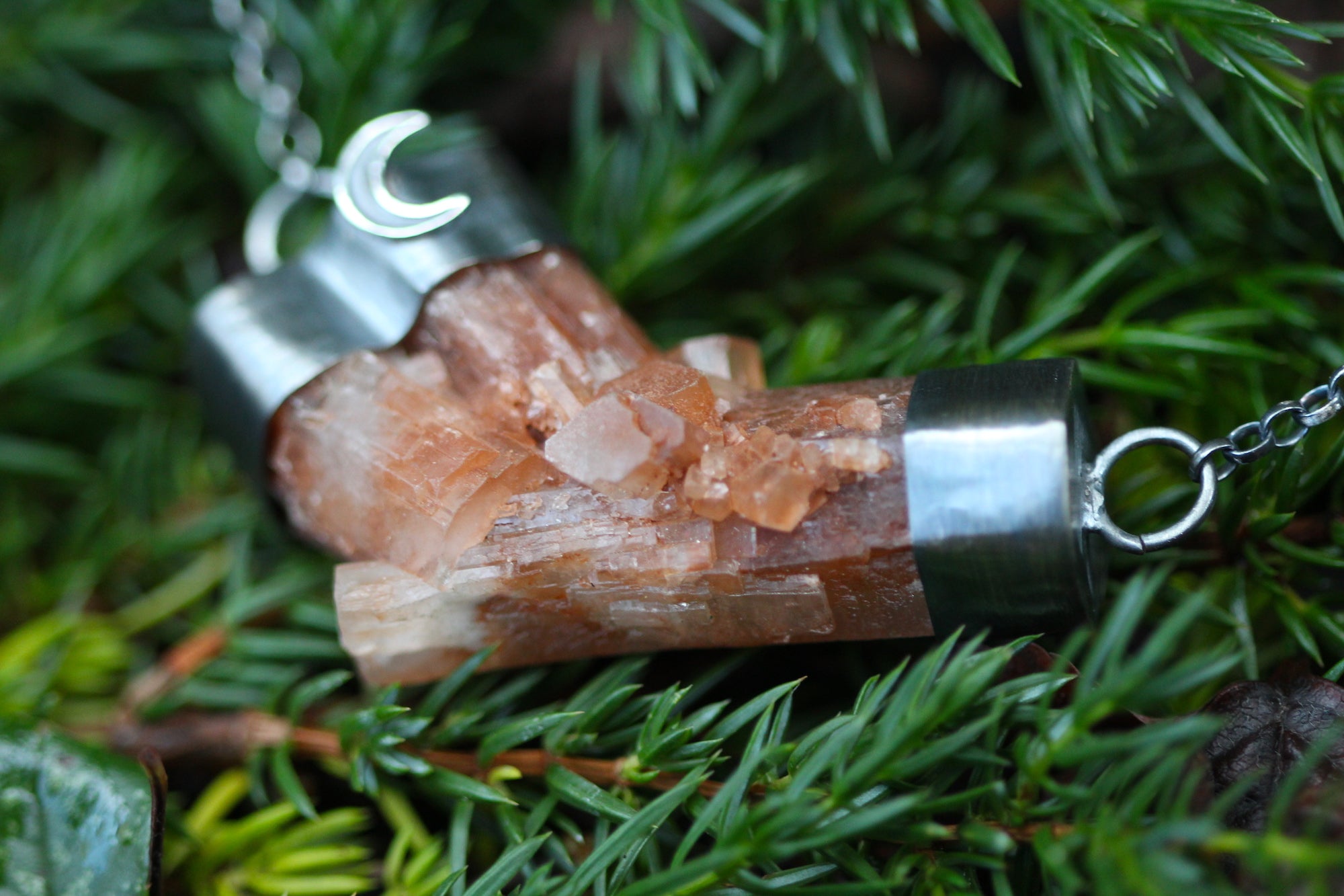 Raw Aragonite Crystal & Sterling Silver Necklace