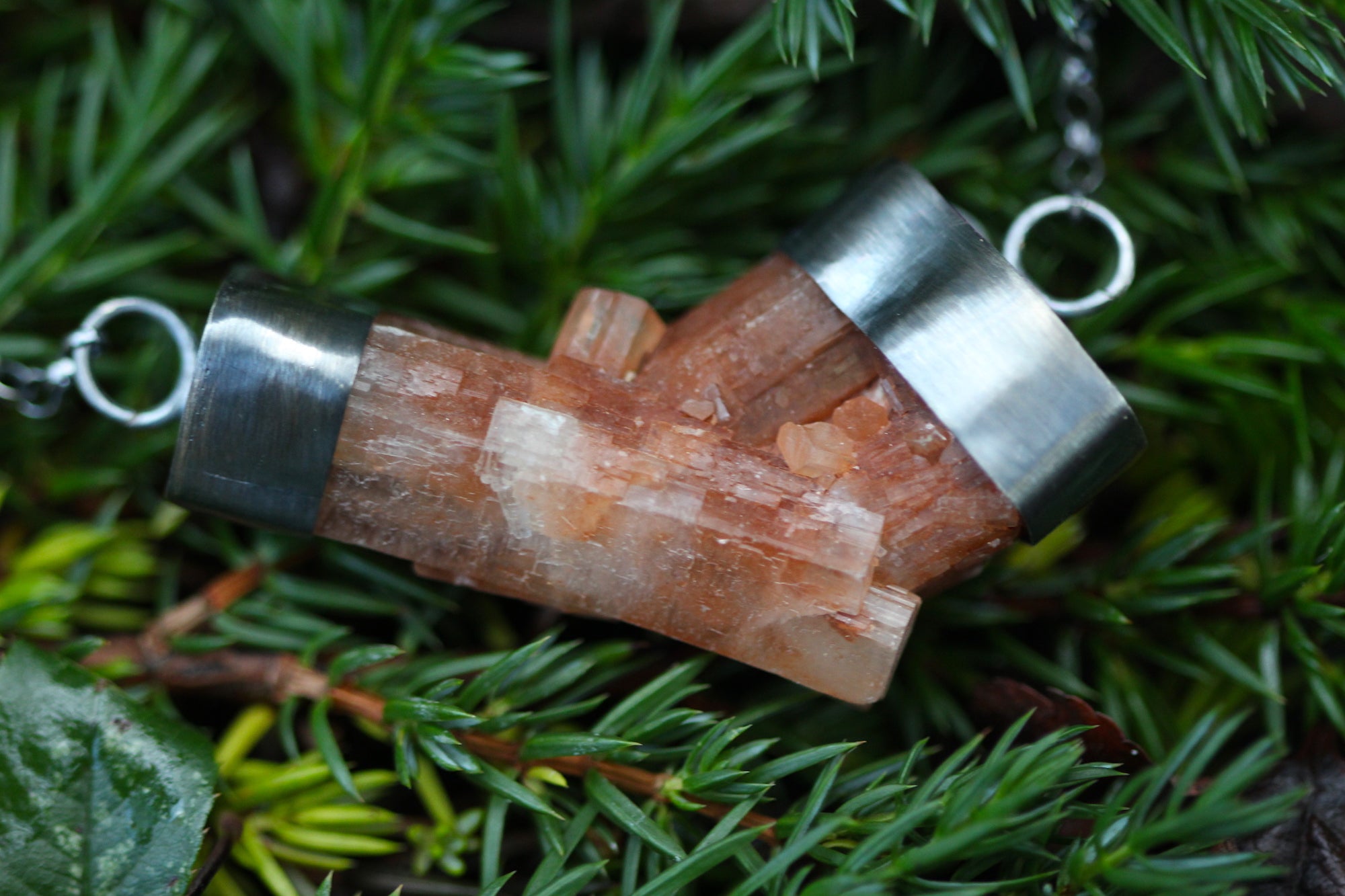 Raw Aragonite Crystal & Sterling Silver Necklace
