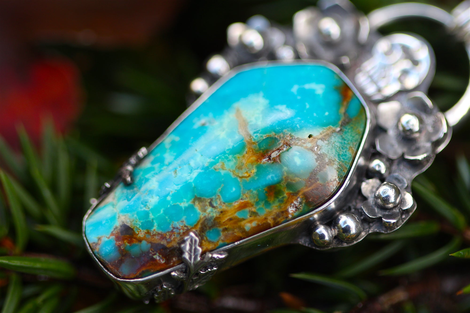 THE OLD ONES Handmade Turquoise Coffin & Sterling Silver Necklace