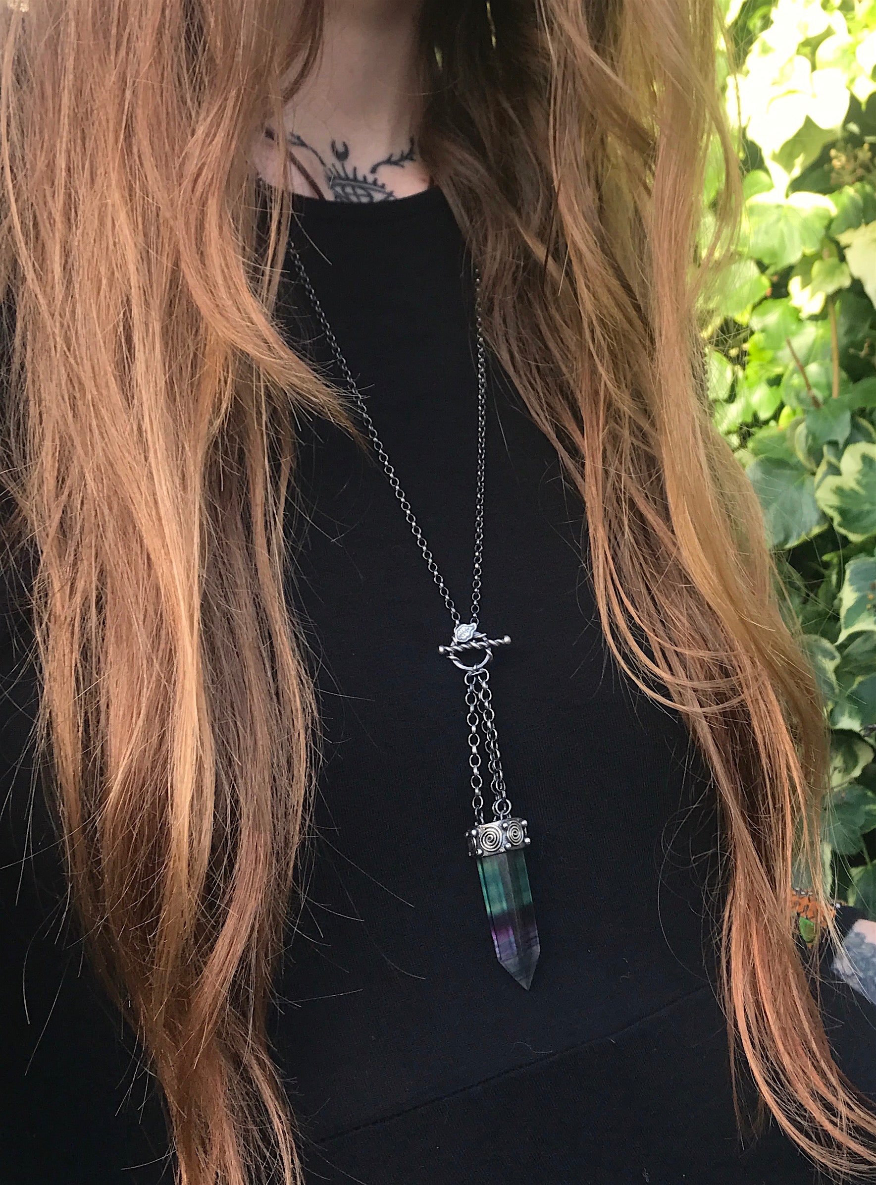 ENDLESS FLOW Sterling Silver Necklace with Fluorite