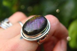 FERAL FELLOWSHIP Handmade Sterling Silver Ring with Purple Labradorite