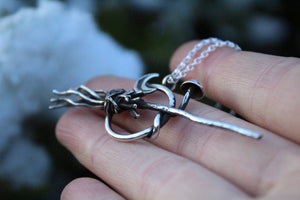 WINTER WITCH Sterling Silver Broomstick Necklace
