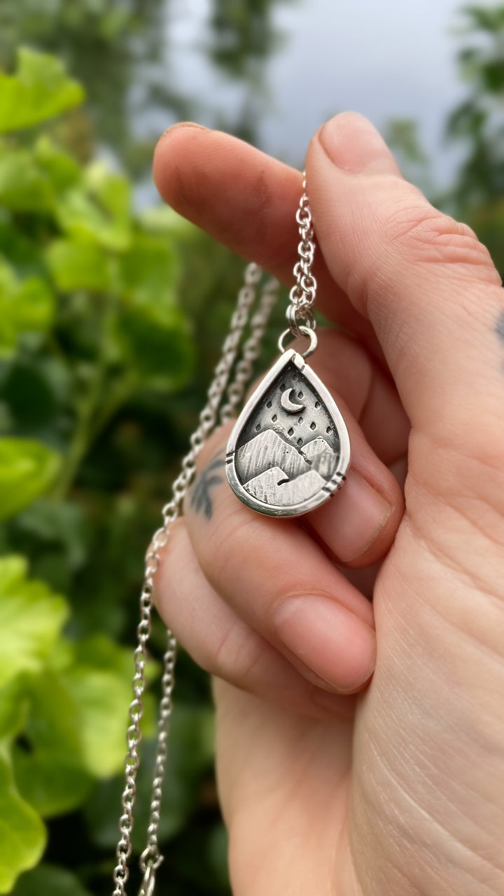 Amore Mountain & Tree Pendant Necklace - Nature Jewelry – Joie Designs