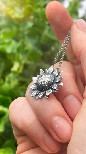 Sunflower recycled sterling silver necklace Tumble and Rose handmade  ethical eco-friendly jewellery — The Geographer store