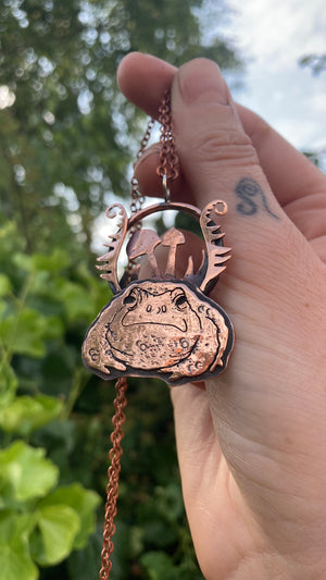 WISE OLD TOAD Handmade Recycled Copper Necklace