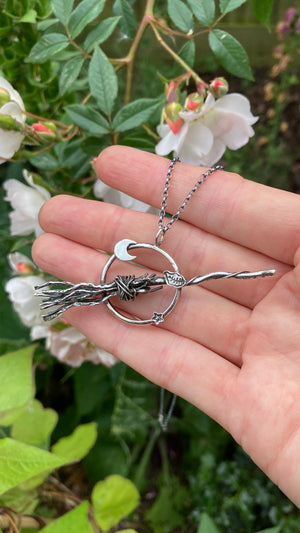 WITCHING HOUR Handmade Sterling Silver Broomstick Necklace