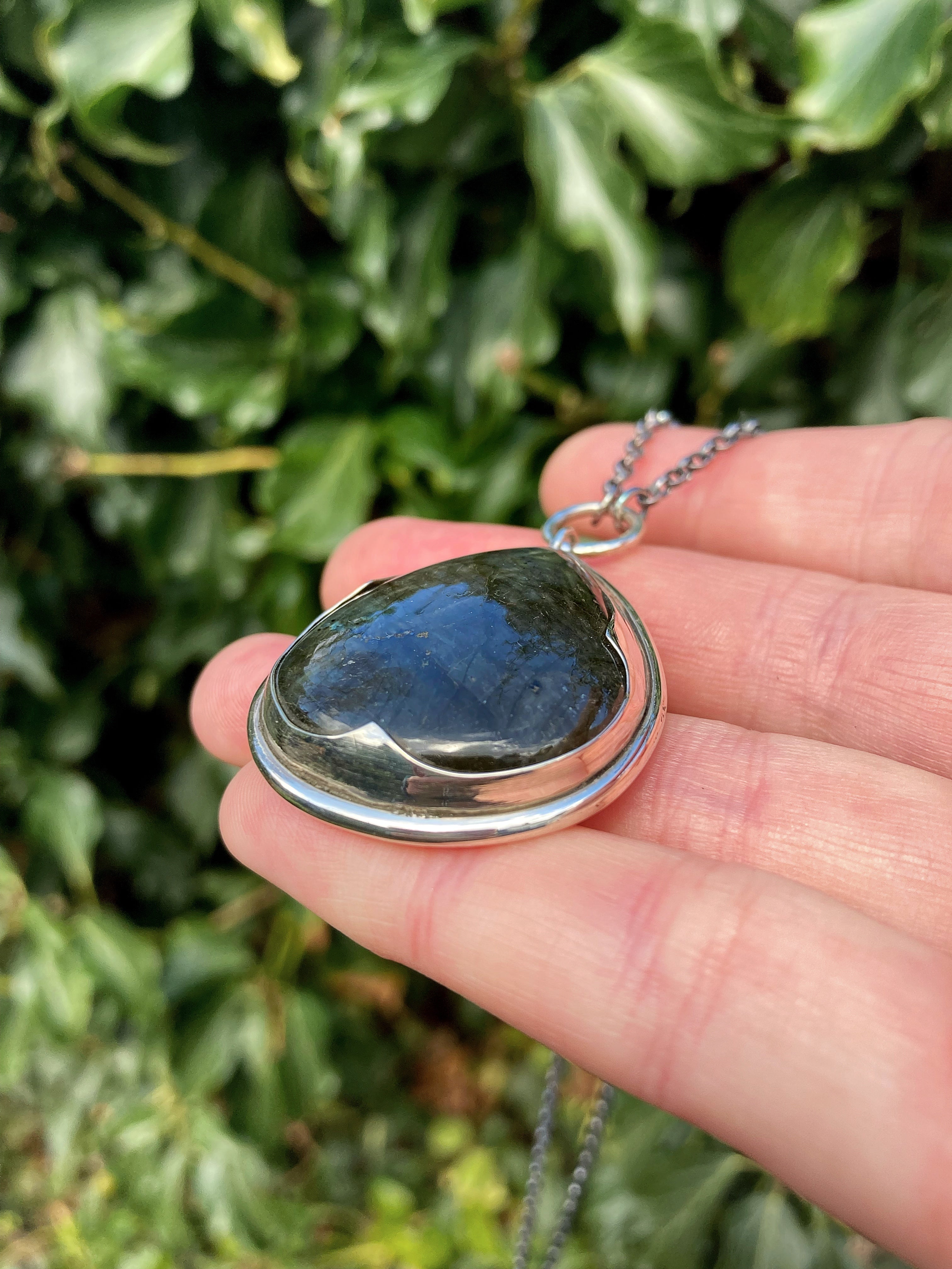 SHADOWPLAY Sterling Silver Necklace with Rainbow Labradorite