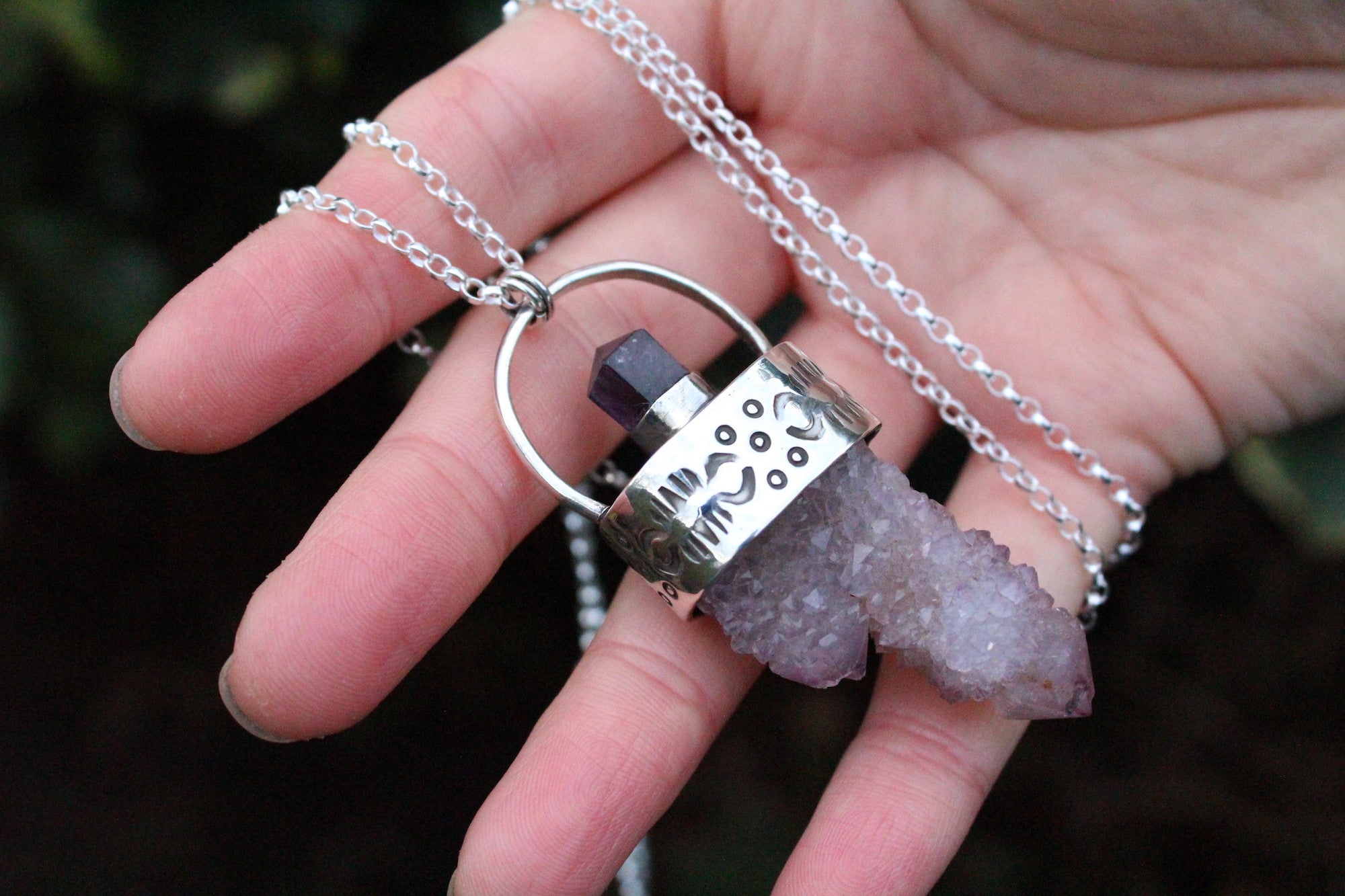 LIMINAL LANDS Handmade Sterling Silver Necklace with Amethyst