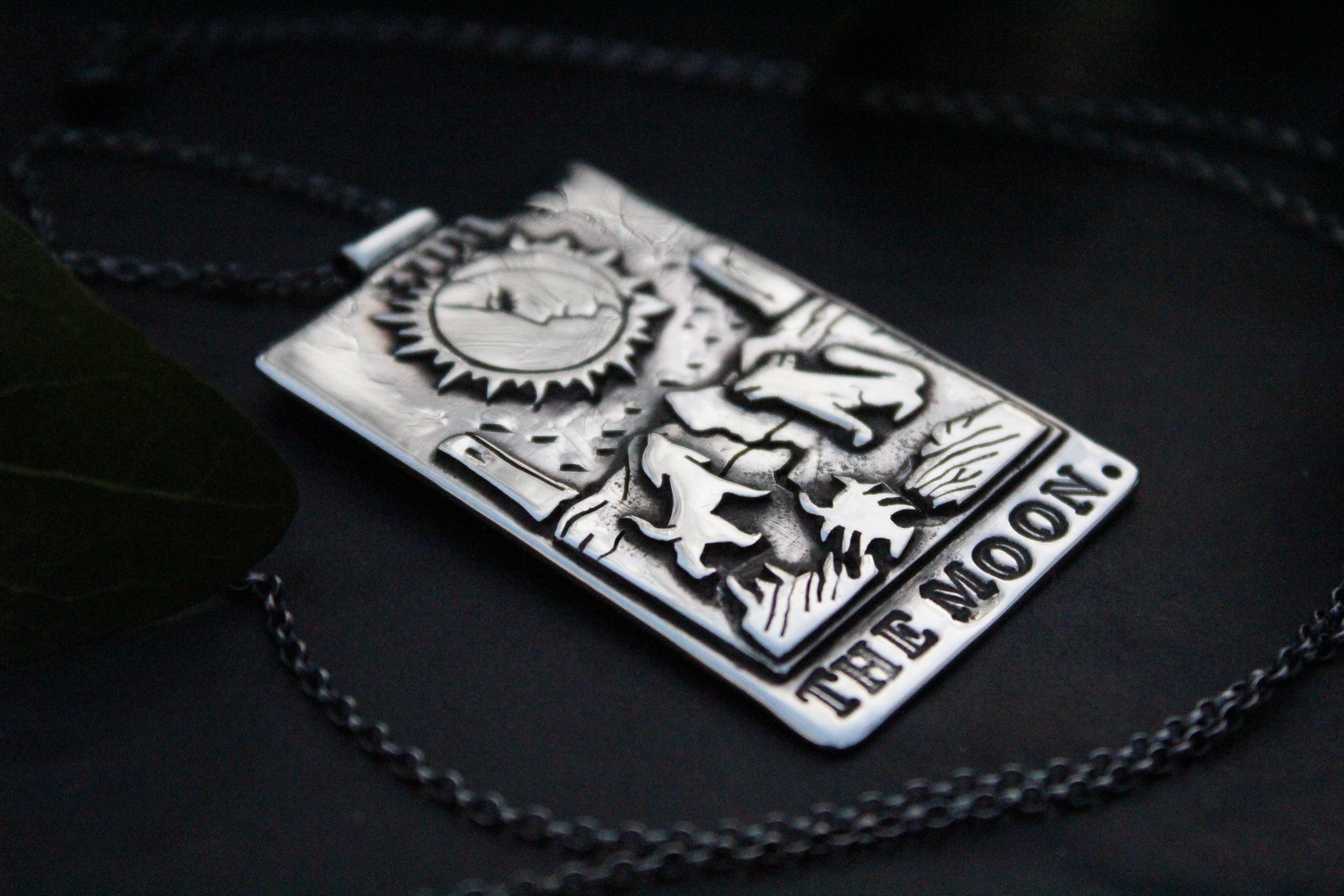 THE MOON Handmade Sterling Silver Tarot Card Necklace