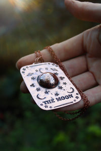 THE MOON Handmade Copper Tarot Card Necklace