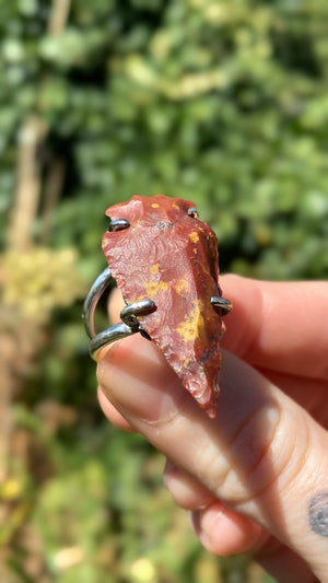 Call of the Ancestors ~ Handmade Sterling Silver Ring with Red Jasper Arrowhead