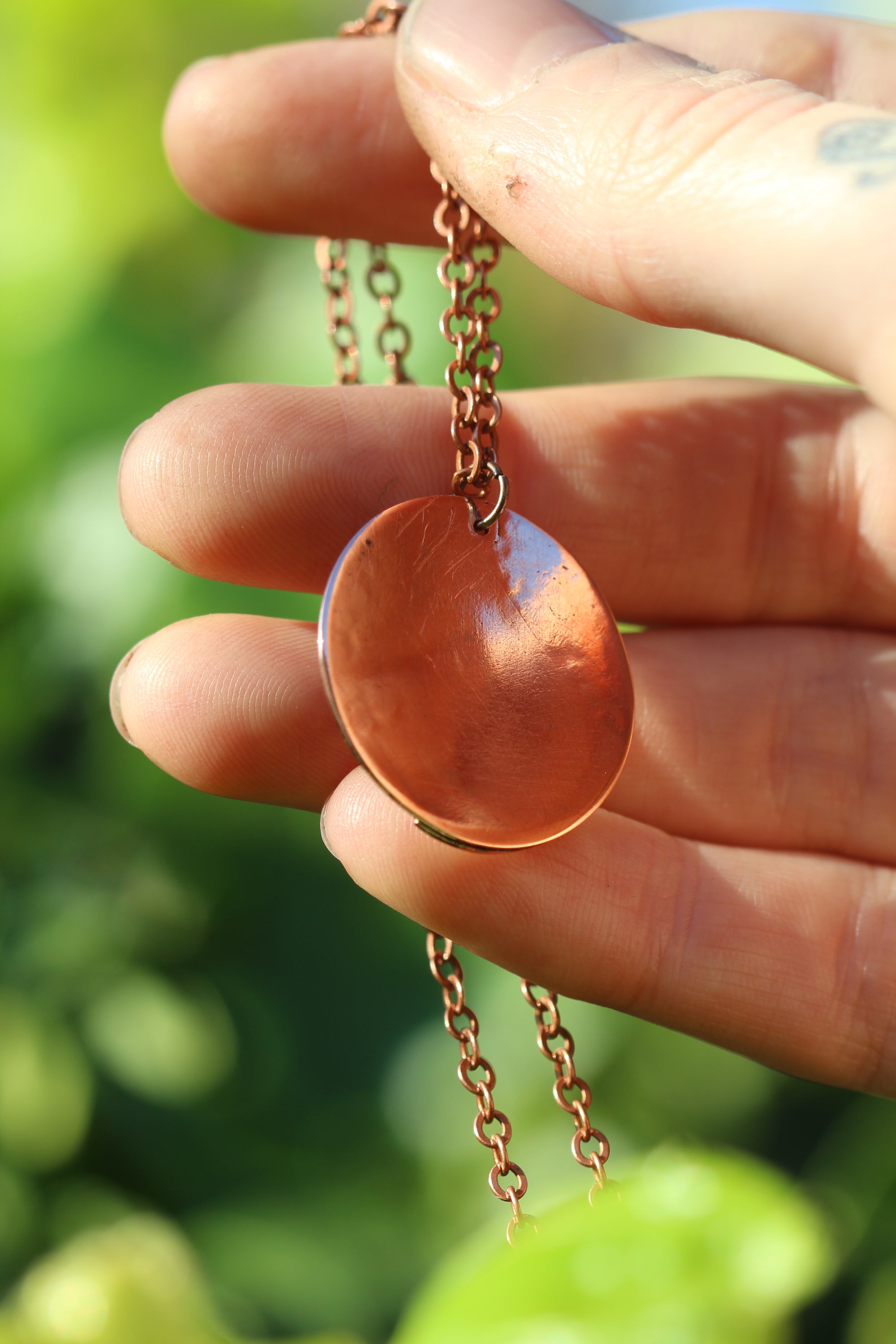CALL OF THE WILD Handmade Copper Wolf Moon Necklace
