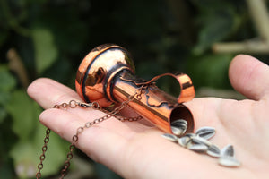 SEED BOTTLE Handmade Recycled Copper Seed Container with Copper Chain