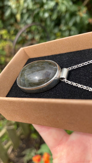 SHADOWPLAY Handmade Reversible Sterling Silver Necklace with Purple Labradorite