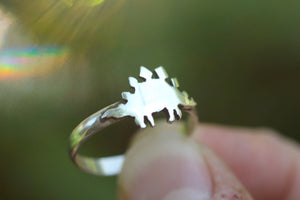 STEGOSAURUS - Handmade Sterling Silver Dinosaur Ring - Size O / US 7