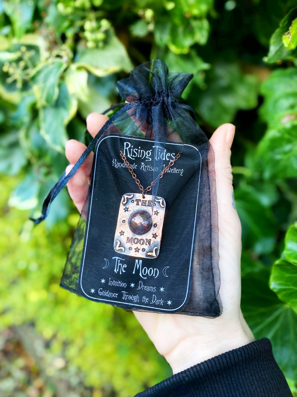 THE MOON Limited Edition Handmade Copper Tarot Card Necklace