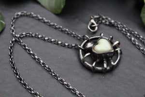 SACRED HEART SPIDER no. 3 Handmade Sterling Silver Glow-in-the-Dark Necklace