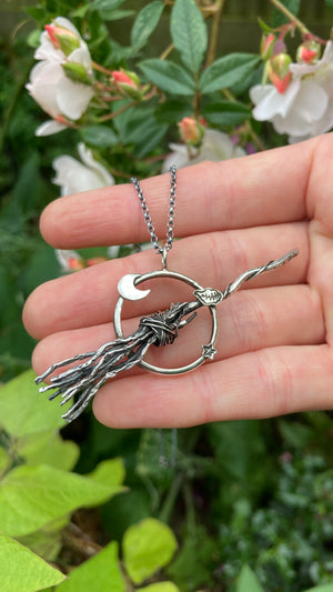 WITCHING HOUR Handmade Sterling Silver Broomstick Necklace