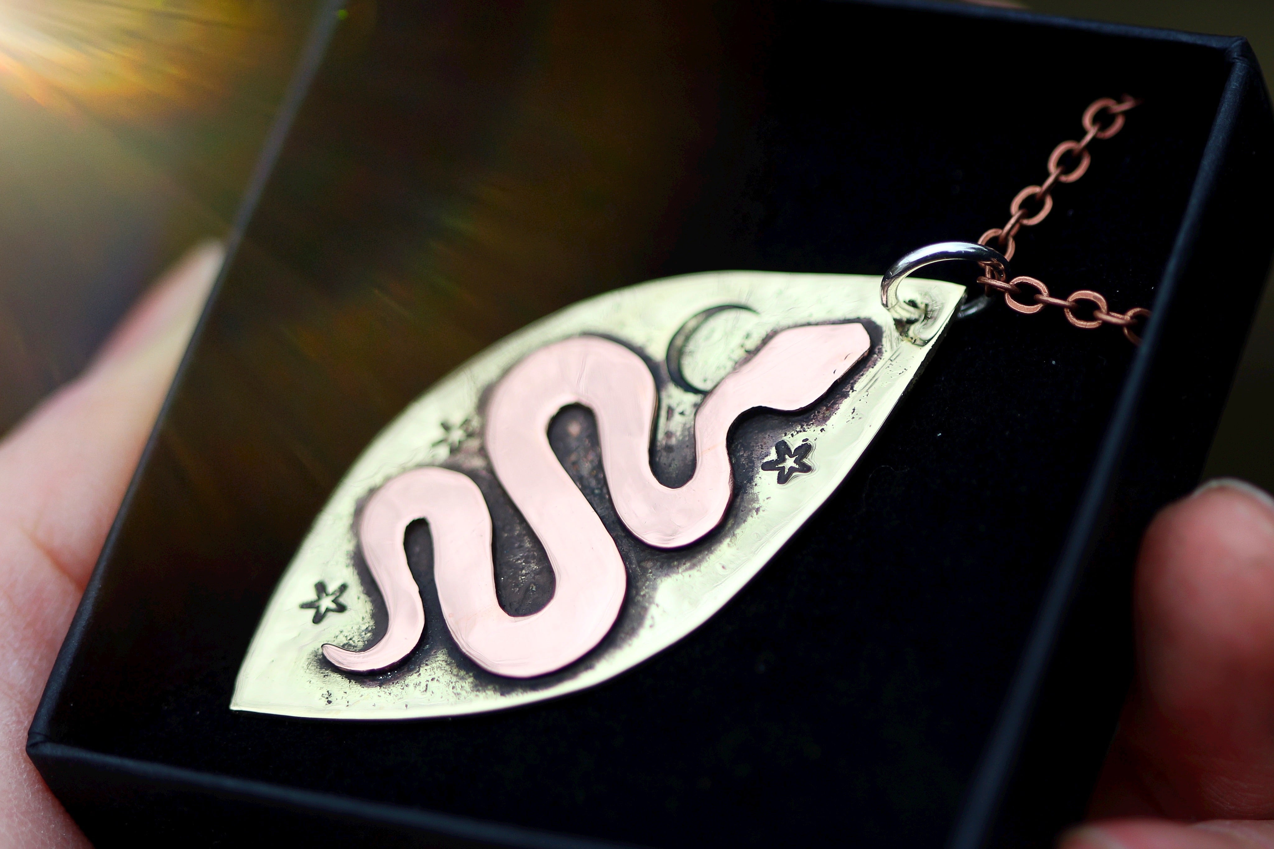 COSMIC SERPENT Handmade Recycled Copper & Brass Necklace