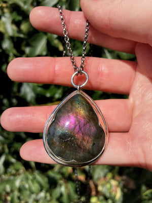 SHADOWPLAY Sterling Silver Necklace with Rainbow Labradorite