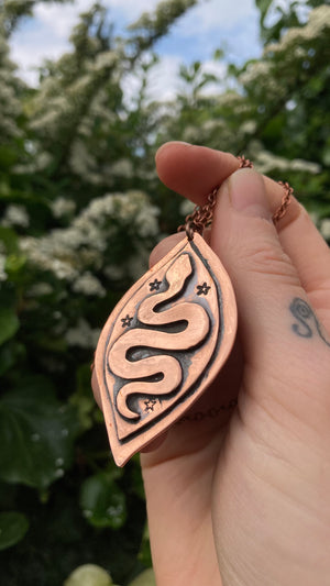 SERPENT YONI Handmade Recycled Copper Necklace