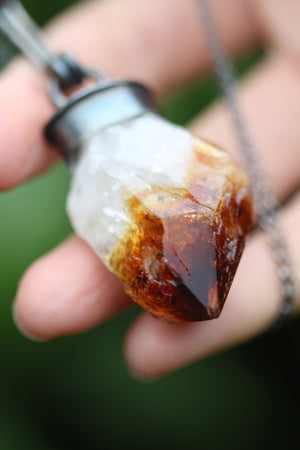 SUNFIRE Handmade Sterling Silver Necklace with Raw Citrine