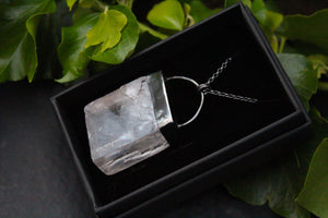 DARK TREASURE Handmade Sterling Silver Necklace with Optical Calcite