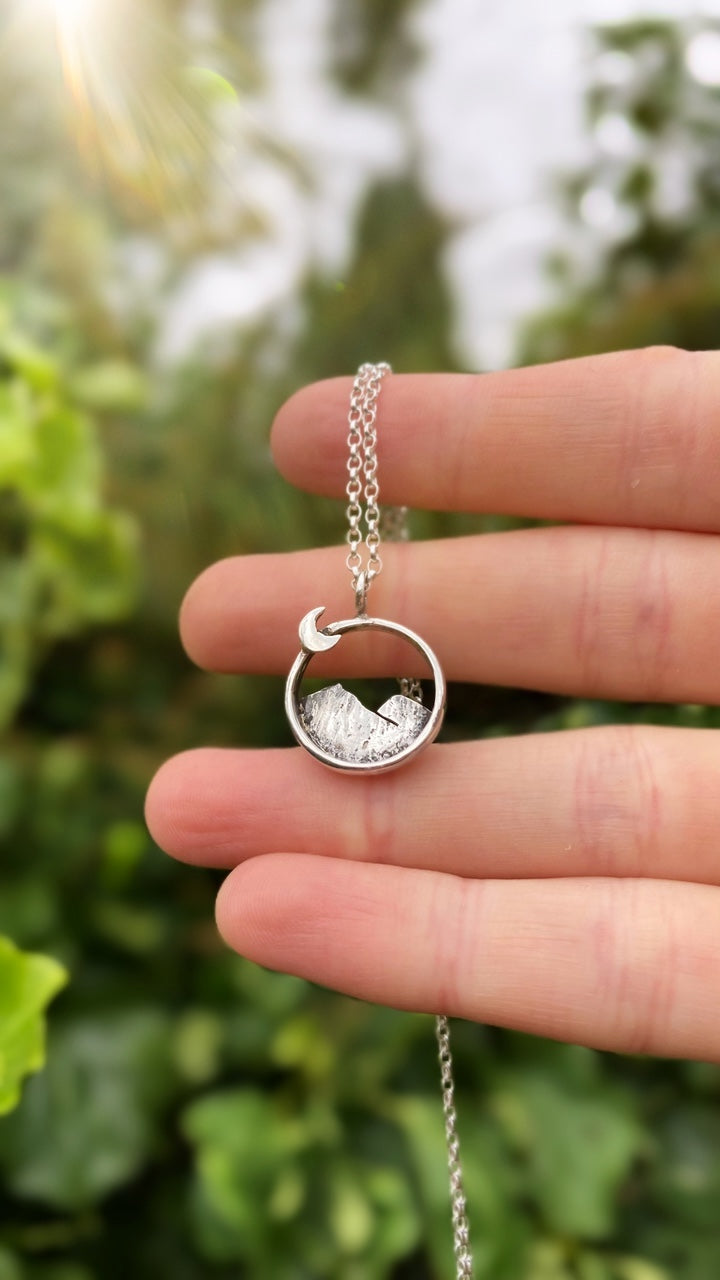 Mini EXPLORE Sterling Silver Mountain Range Necklace (Made to Order)