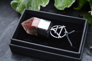 ELEMENTAL EARTH Handmade Sterling Silver Necklace with Red Phantom Quartz from Orange River, Africa