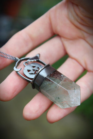 ALL HALLOWS EVE - *One of a Kind* Sterling Silver Necklace with Chlorite included Quartz