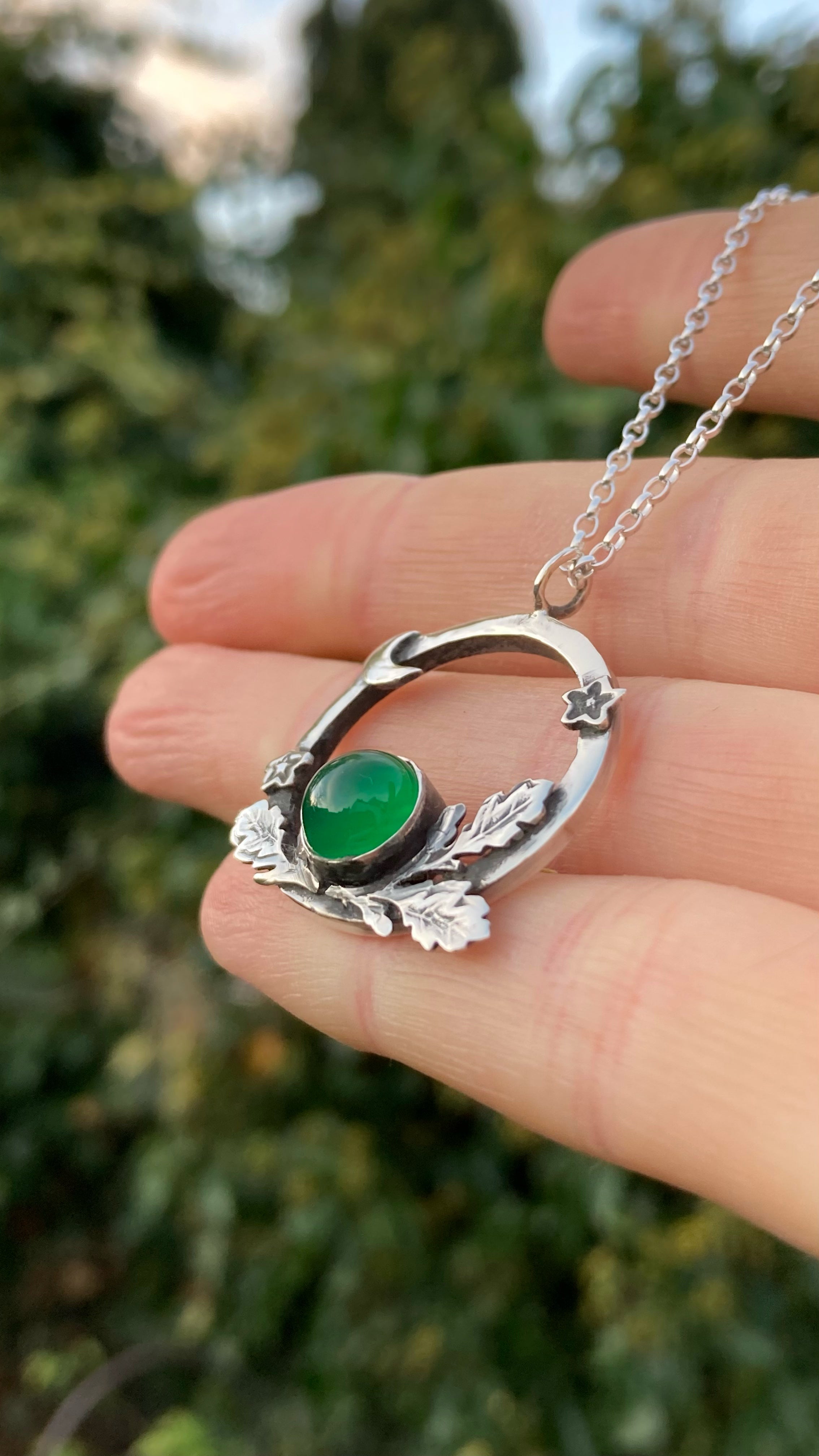 AS ABOVE, SO BELOW ~ Handmade Sterling Silver Necklace with Green Agate