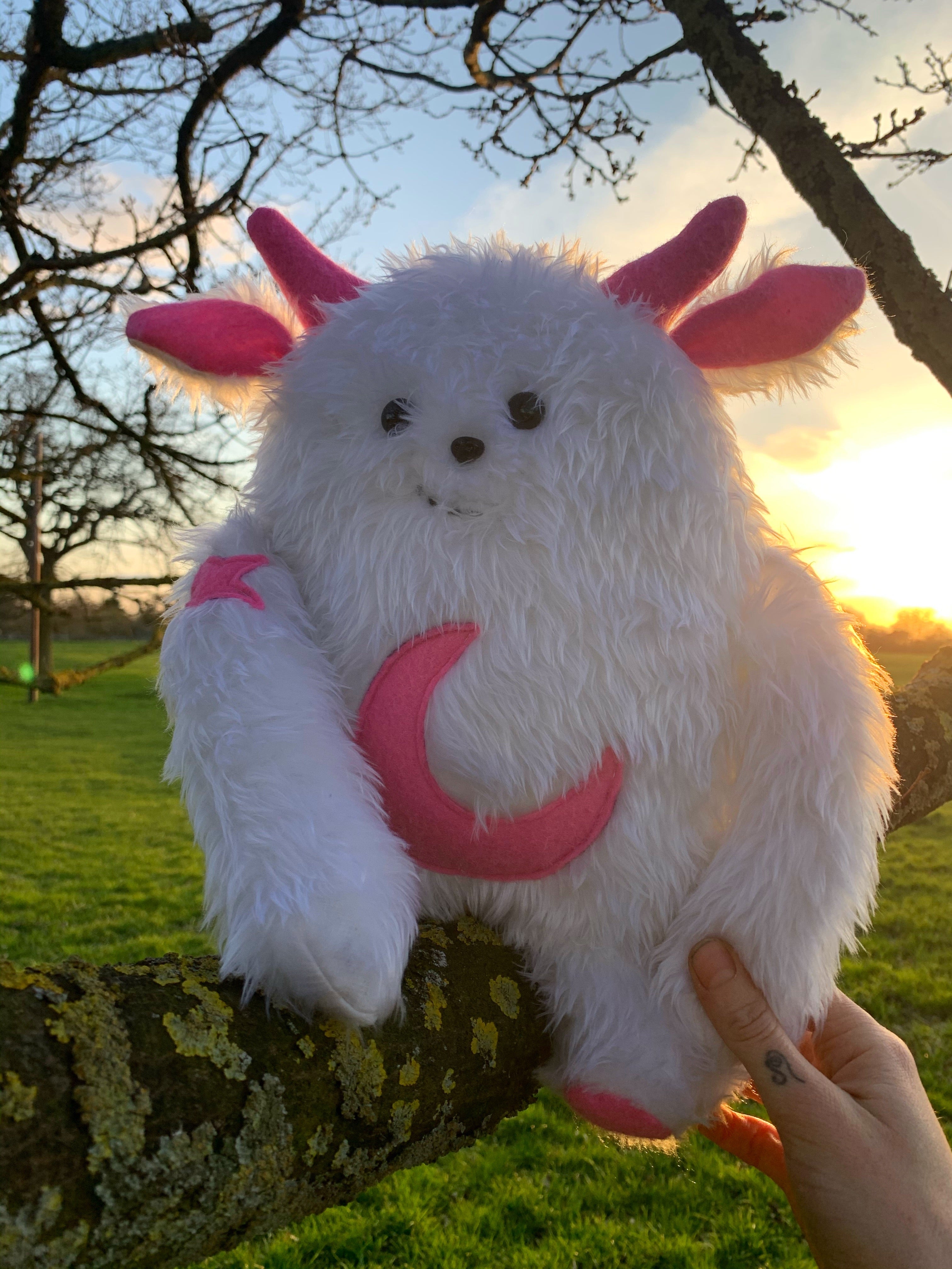 Rose Moon Troll - Handmade Plushie Comfort Creature