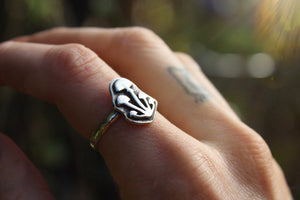 GROW - Handmade Sterling Silver Mushroom Ring Size Q/8