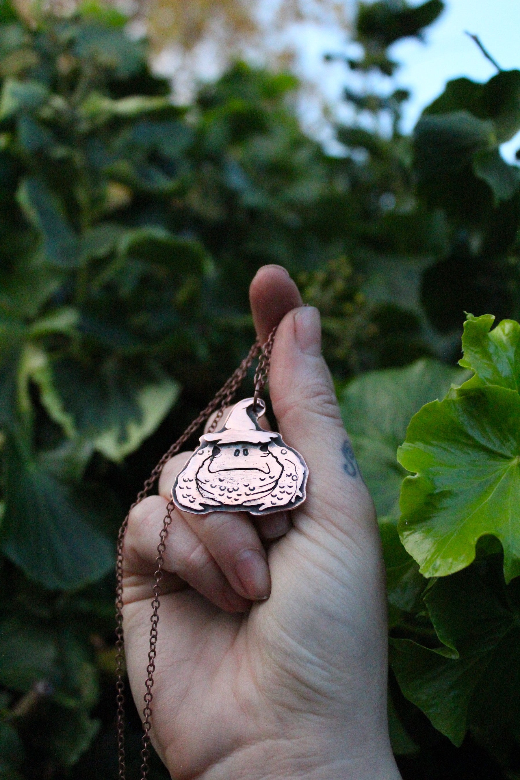 WISE OLD TOAD- Handmade Recycled Copper Necklace