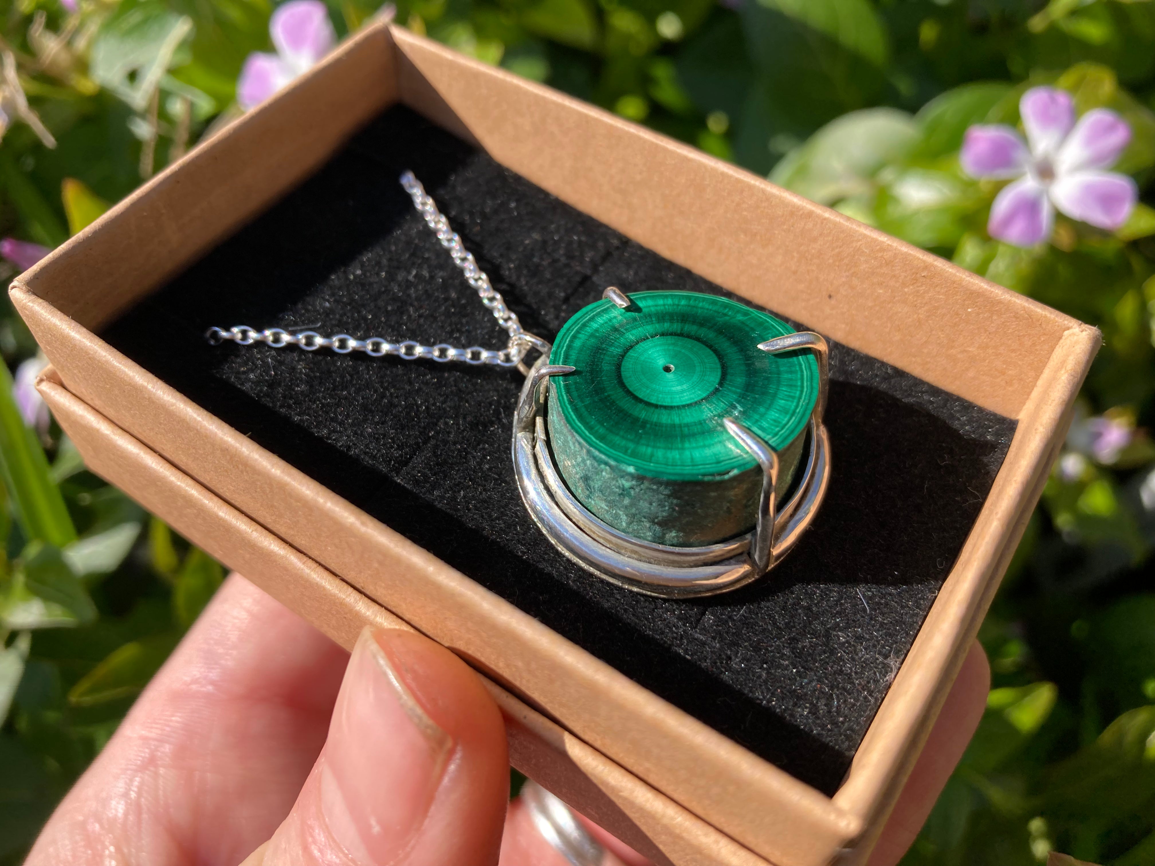 TREE OF LIFE Handmade Sterling Silver Necklace with Malachite