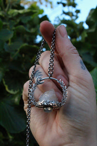 INNER FIRE Handmade Sterling Silver Necklace with Citrine Spirit Quartz & Rainbow Moonstone