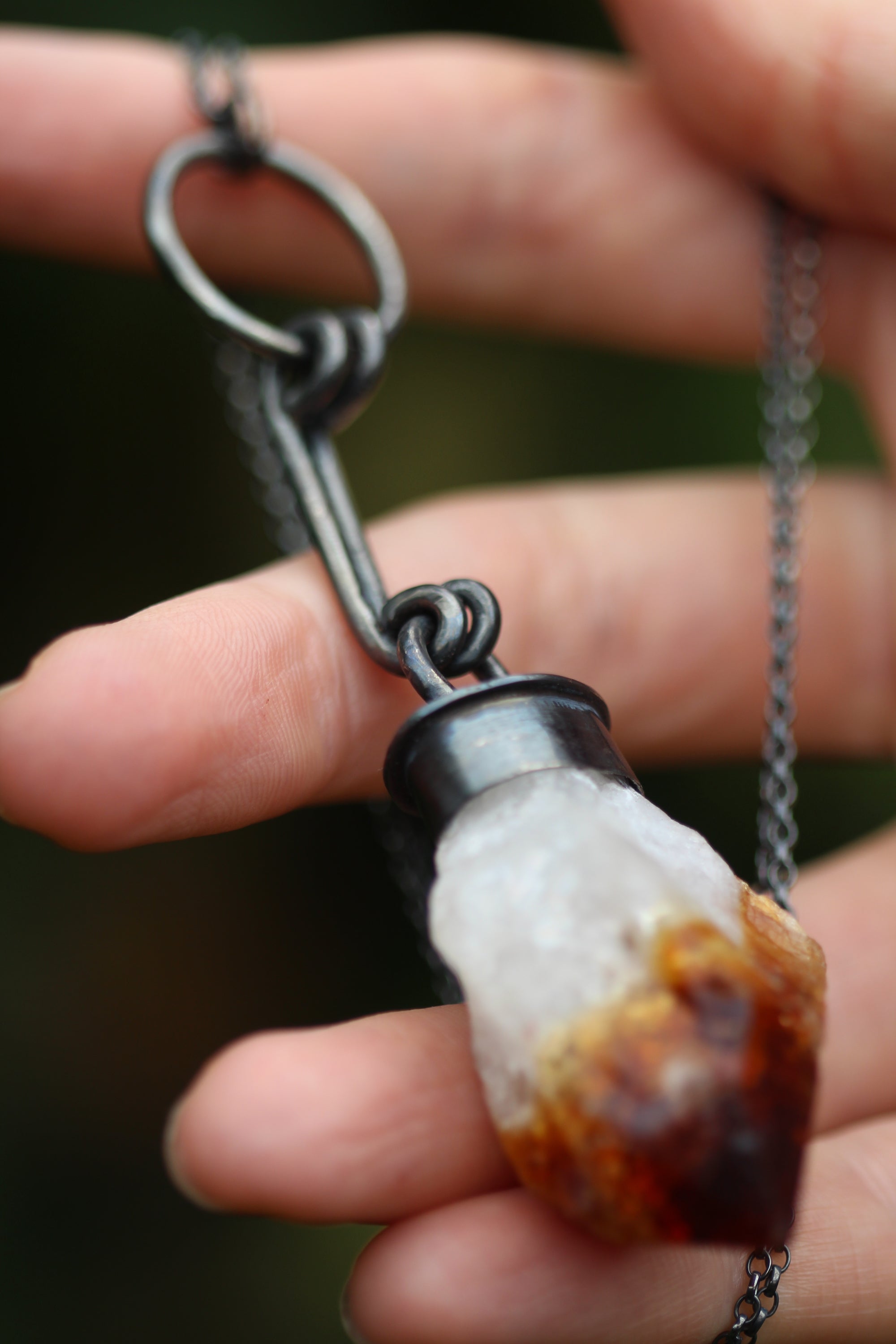 SUNFIRE Handmade Sterling Silver Necklace with Raw Citrine